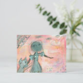 Mädchen und Katze Postkarte (Stehend Vorderseite)