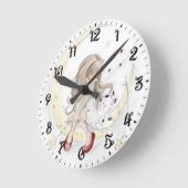 Mädchen und Katze Runde Wanduhr (Winkel)