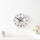Mädchen und Katze Runde Wanduhr (Zuhause)