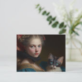 MÄDCHEN UND KATZE VIKTORIANISCHE POSTKARTE (Stehend Vorderseite)