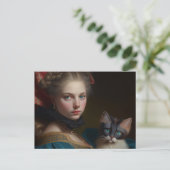 MÄDCHEN UND KATZE VIKTORIANISCHE POSTKARTE (Stehend Vorderseite)