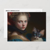 MÄDCHEN UND KATZE VIKTORIANISCHE POSTKARTE (Vorne/Hinten)