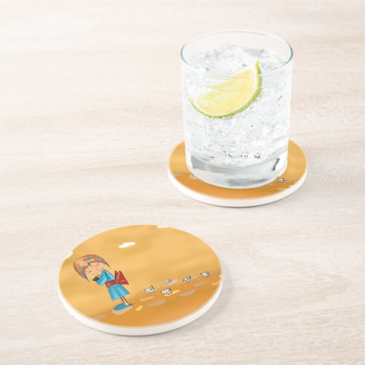 Mädchen und Katzen Getränkeuntersetzer (Seite)