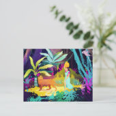 Mädchen und Leopard im Regenwald Postkarte (Stehend Vorderseite)