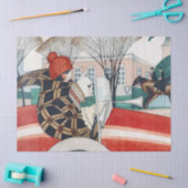 Mädchen und Mops in einem Automobil Seidenpapier (Basteln)