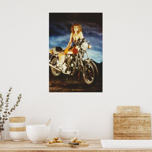 Mädchen und Motorräder Poster (Küche)