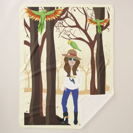 Mädchen und Papageien Sherpadecke (Vorderseite)