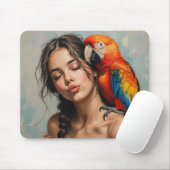 Mädchen und Parrot-Maus-Pad Mousepad (Mit Mouse)