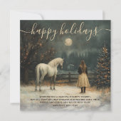 Mädchen und Pferd | Vollmond Winter Weihnachten (Vorderseite)