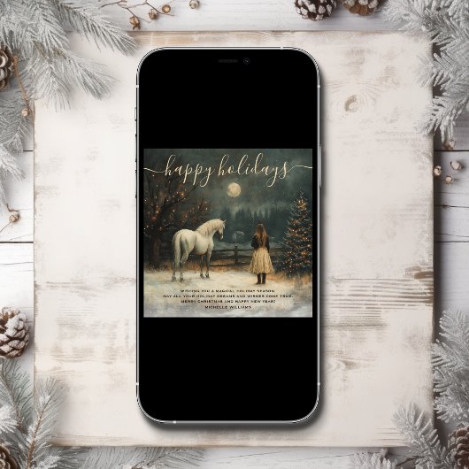 Mädchen und Pferd | Vollmond Winter Weihnachten