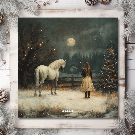 Mädchen und Pferd | Vollmond Winter Weihnachten