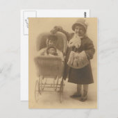 Mädchen und Puppe Postkarte (Vorne/Hinten)