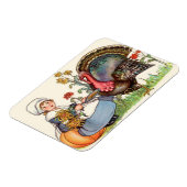 Mädchen und Puten, Vintager Erntedank Magnet (Linke Seite)
