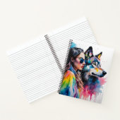 Mädchen und Regenbogen Wolf Notizblock (Innenseite)