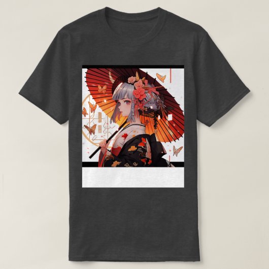 Mädchen und Regenschirm T-Shirt (Design vorne)