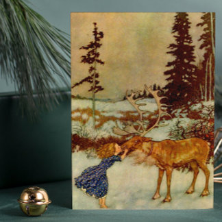 Mädchen und Rentier Weihnachten