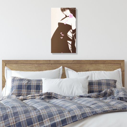 Mädchen und Rosa Leinwanddruck (Insitu (Schlafzimmer))