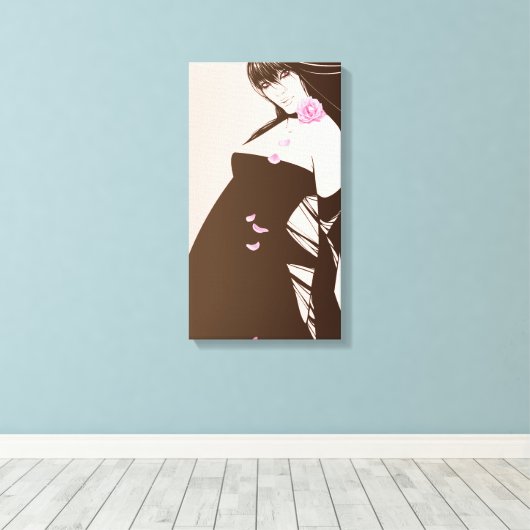 Mädchen und Rosa Leinwanddruck (Insitu (Holzboden))