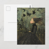 Mädchen und Schmetterlinge dunkle Fantasie Postkarte (Vorne/Hinten)