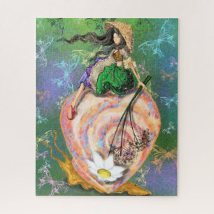 Mädchen und Schnecke Vintag Zeichnend Fantasy Fair Puzzle