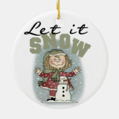Mädchen und Schneemann lassen es schneesicheren Or Keramik Ornament (Hinten)