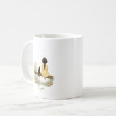 Mädchen und schwarze Katze auf einem Ast Kaffeetasse (Vorderseite Links)