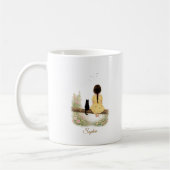 Mädchen und schwarze Katze auf einem Ast Kaffeetasse (Links)