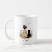 Mädchen und schwarze Katze Kaffeetasse (Links)