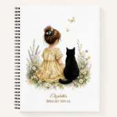 Mädchen und schwarze Katze Notizblock (Vorderseite)