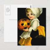 Mädchen und schwarze Katze Postkarte (Vorne/Hinten)