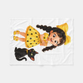 Mädchen und schwarze Katze Sherpa-Decke Fleecedecke (Vorderseite (Horizontal))