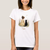 Mädchen und schwarze Katze T-Shirt (Vorderseite)