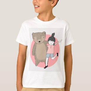 Mädchen und Teddybär T-Shirt - Süße Illustration