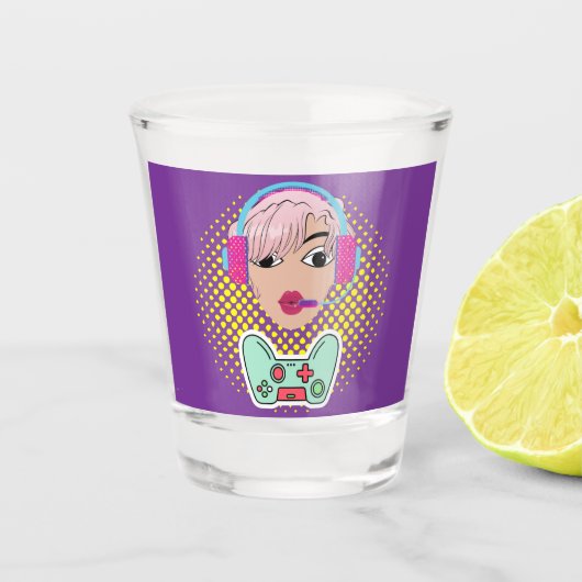 Mädchen und Videospiele Schnapsglas (Vorderseite)