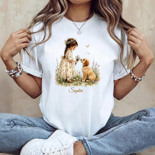 Mädchen und Welpe T-Shirt