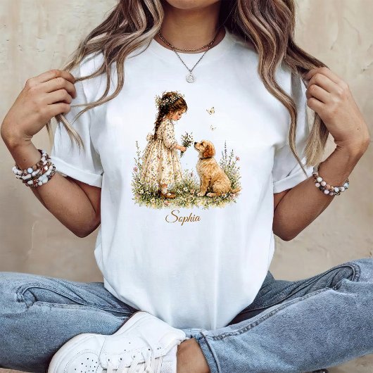 Mädchen und Welpe T-Shirt