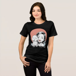 Mädchen und Welpen teilen Freude im Wasser Tri-Blend Shirt