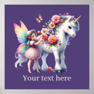 Mädchen unicorn Fairy Fantasie hinzufügen Botschaf Poster