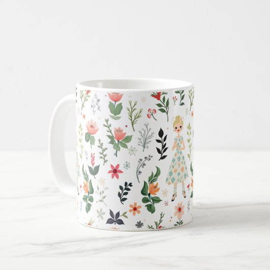 Mädchen unter Blume Kaffeetasse (Vorderseite Links)