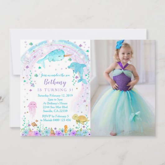 Mädchen unter dem Foto, Fotokarte Einladung (Vorderseite)