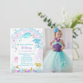 Mädchen unter dem Foto, Fotokarte Einladung (Stehend Vorderseite)