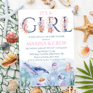 Mädchen unter dem Meer Baby Shower Einladung