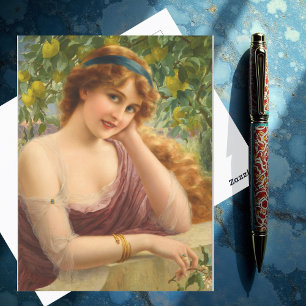 Mädchen unter dem Zitronenbaum von Emile Vernon Postkarte