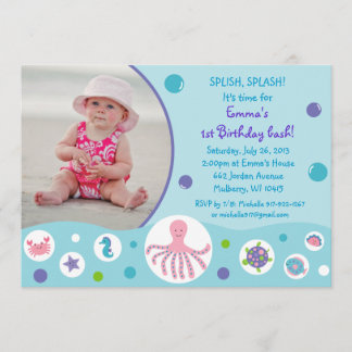 Mädchen unter den Seeseegeburtstags-Einladungen Einladung