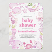 Mädchen unter der Kinderdusche Einladung (Vorne/Hinten)