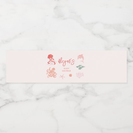 Mädchen unter der Kinderdusche Wasserflaschenetikett (Einzelnes Label)