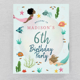 Mädchen unter der Meerjungfrau Geburtstagswillkomm Poster