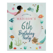 Mädchen unter der Meerjungfrau Geburtstagswillkomm Poster (Vorderseite)