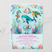 Mädchen unter der Sea Birthday-Einladung Einladung (Vorne/Hinten)