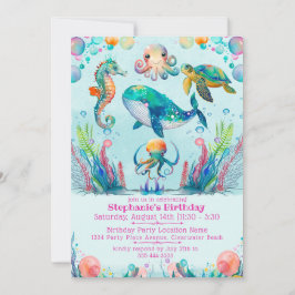 Mädchen unter der Sea Birthday-Einladung Einladung